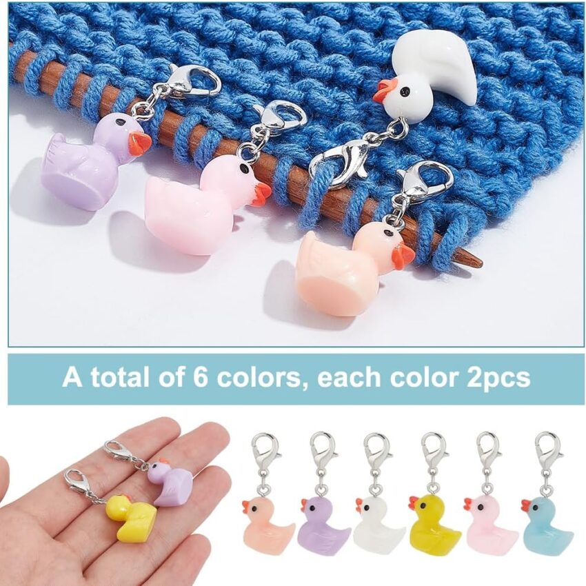 Cute Duck Crochet Stitch Marker Charms Set