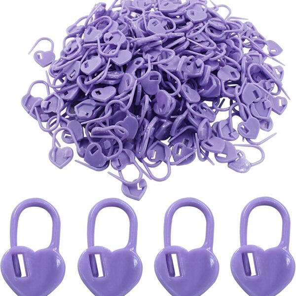 Purple Heart Crochet Locking Stitch Markers Set