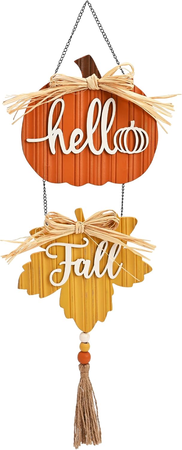 Fall Pumpkin Maple Leaf Rustic Wooden Autumn Wall Wreath