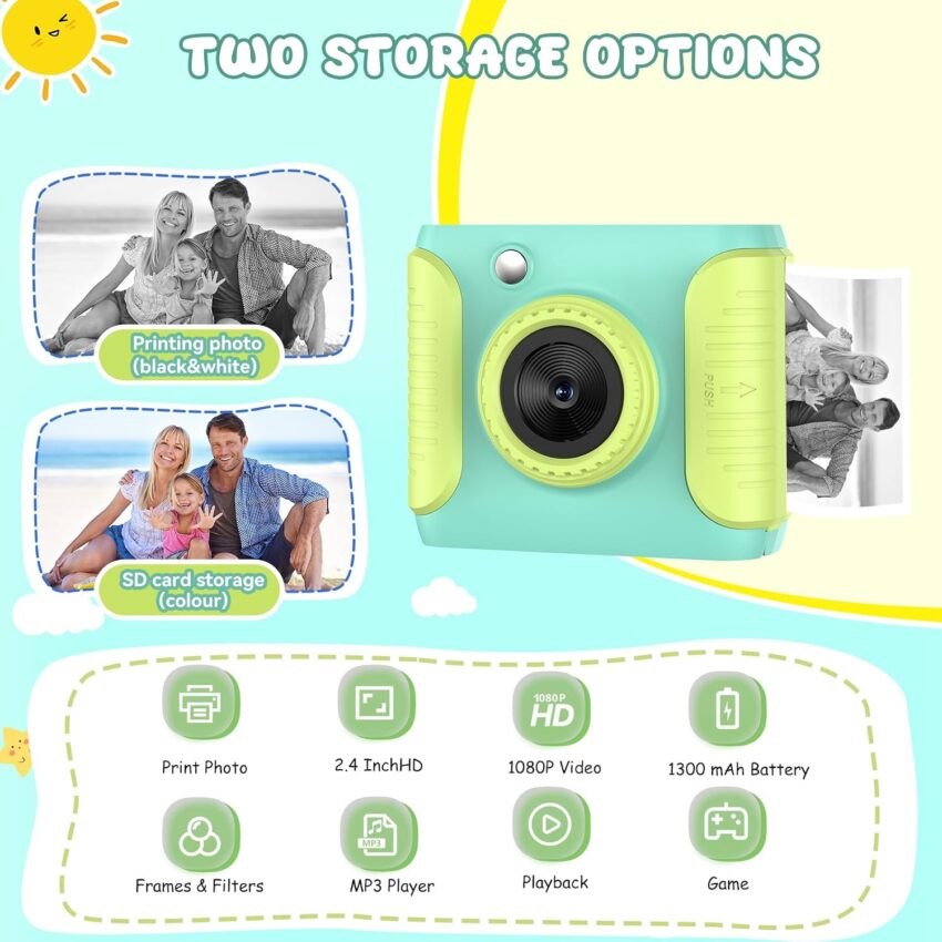 Kids Instant Print Camera Portable Digital Craft Kit