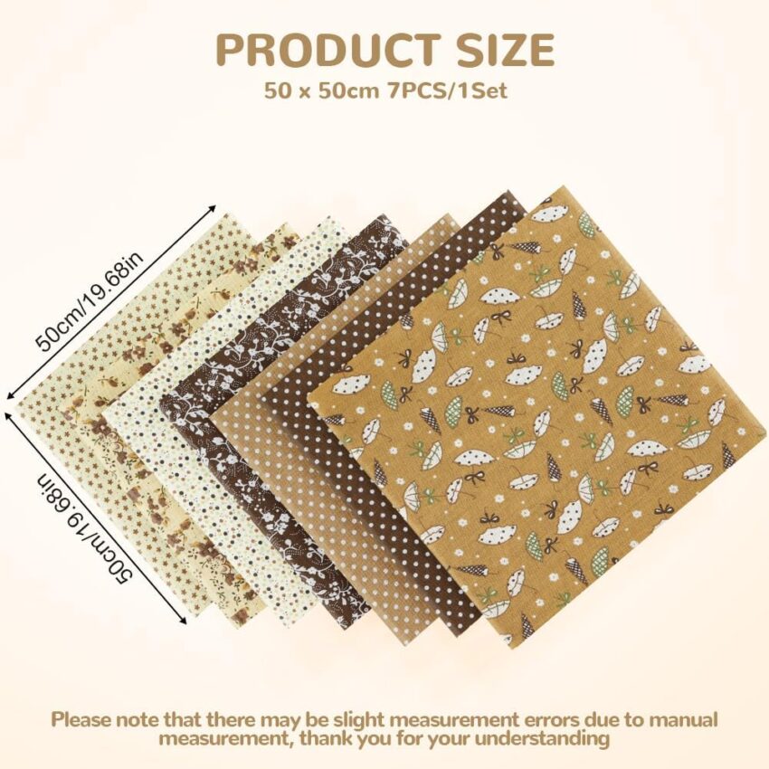Brown Floral Cotton Outdoor Fabric Precut Squares