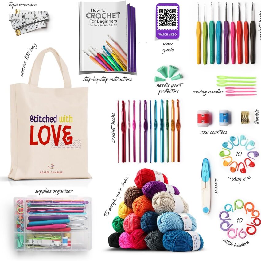 Beginner Crochet Kit with Yarn and Accessories