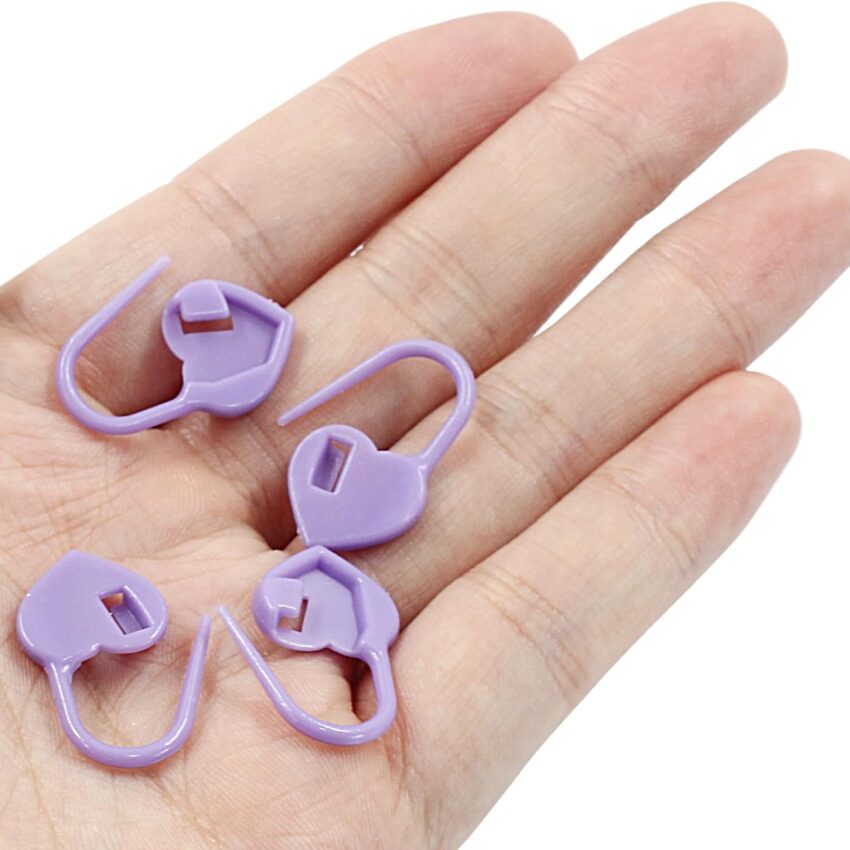 Purple Heart Crochet Locking Stitch Markers Set