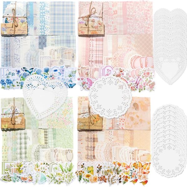 420Pcs Vintage Floral Scrapbook Paper Sticker Set