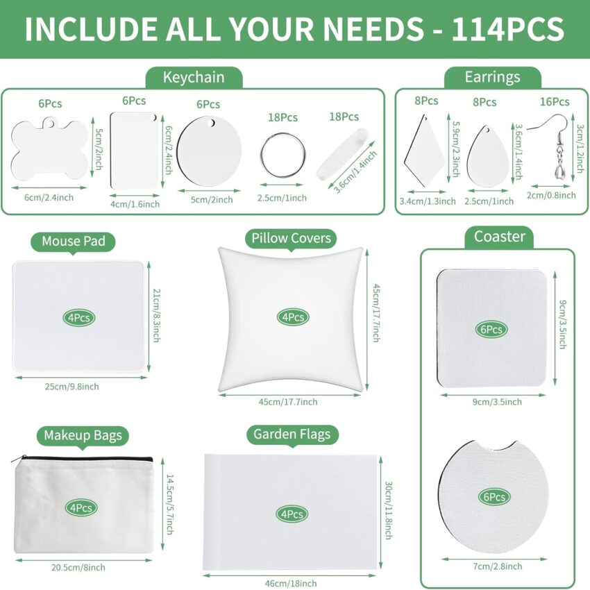 DIY Sublimation Blanks Set Heat Press Craft Kit