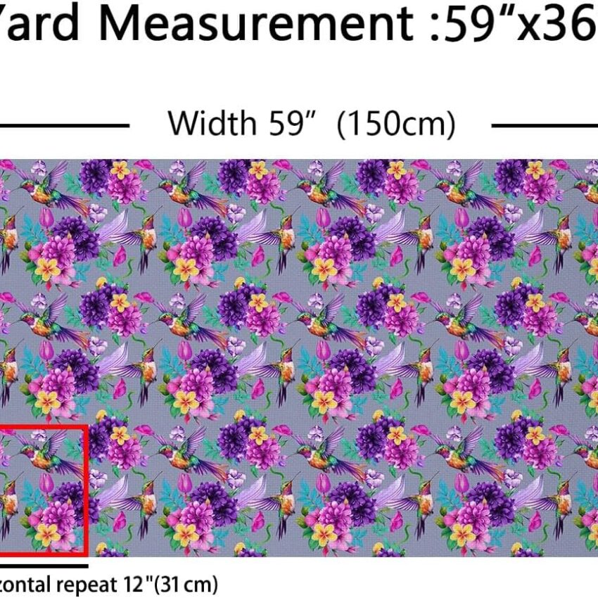 Purple Gray Hummingbird Outdoor Upholstery Fabric Yard