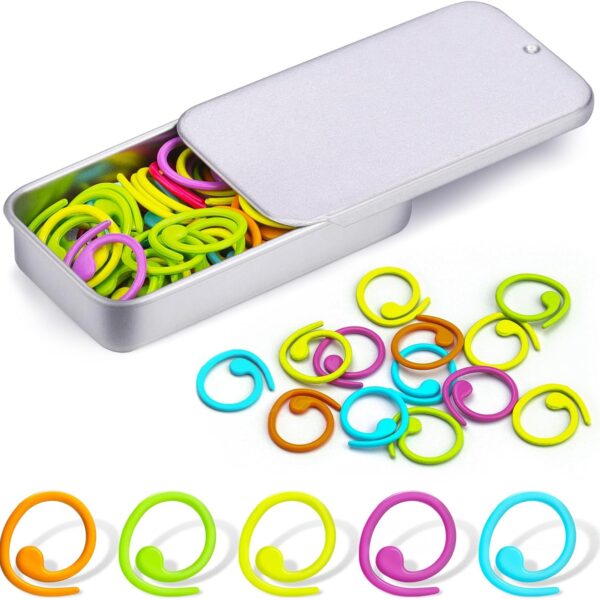 Colorful Spiral Metal Stitch Markers for Crocheting