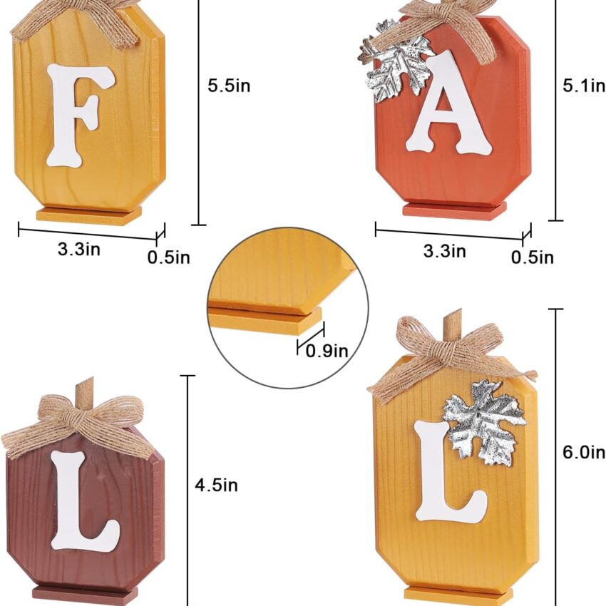 Fall Pumpkin Wooden Block Rustic Autumn Tabletop Decor Set
