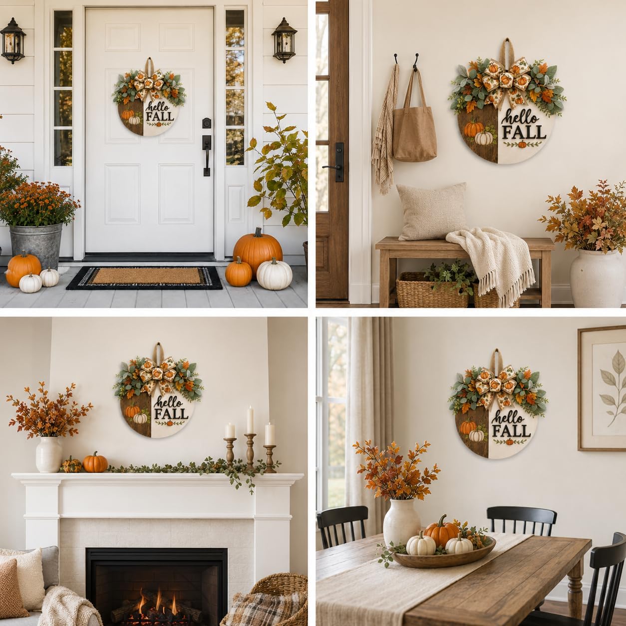 Fall Pumpkin Maple Leaf Autumn Thanksgiving Front Door Wreath - Image 4