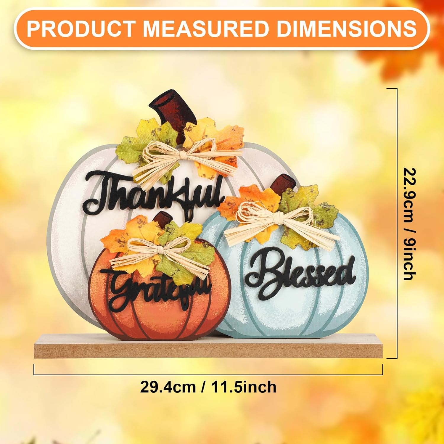 Fall Pumpkin Wooden Thankful Blessed Grateful Autumn Table Decor - Image 3