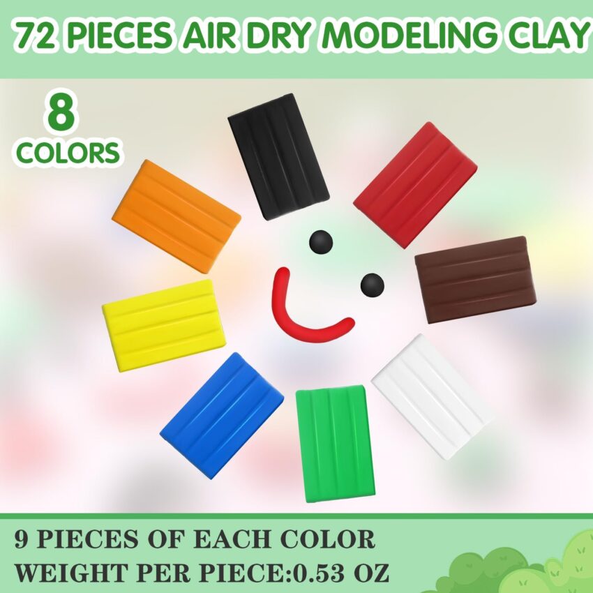 72 Pack Air Dry Clay Bulk Craft Set