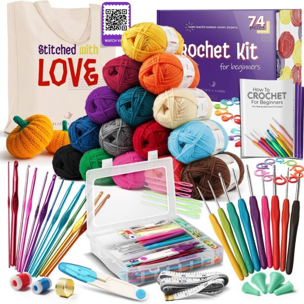 Beginner Crochet Kit with Yarn and Accessories