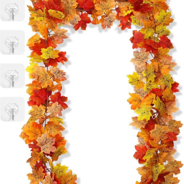 Artificial Fall Maple Leaf Garland Autumn Home Seasonal Decor