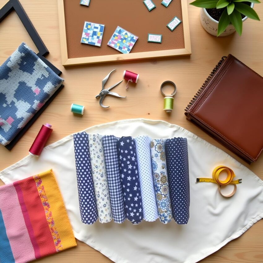 Dark Blue Floral Cotton Crafting Fabric Squares