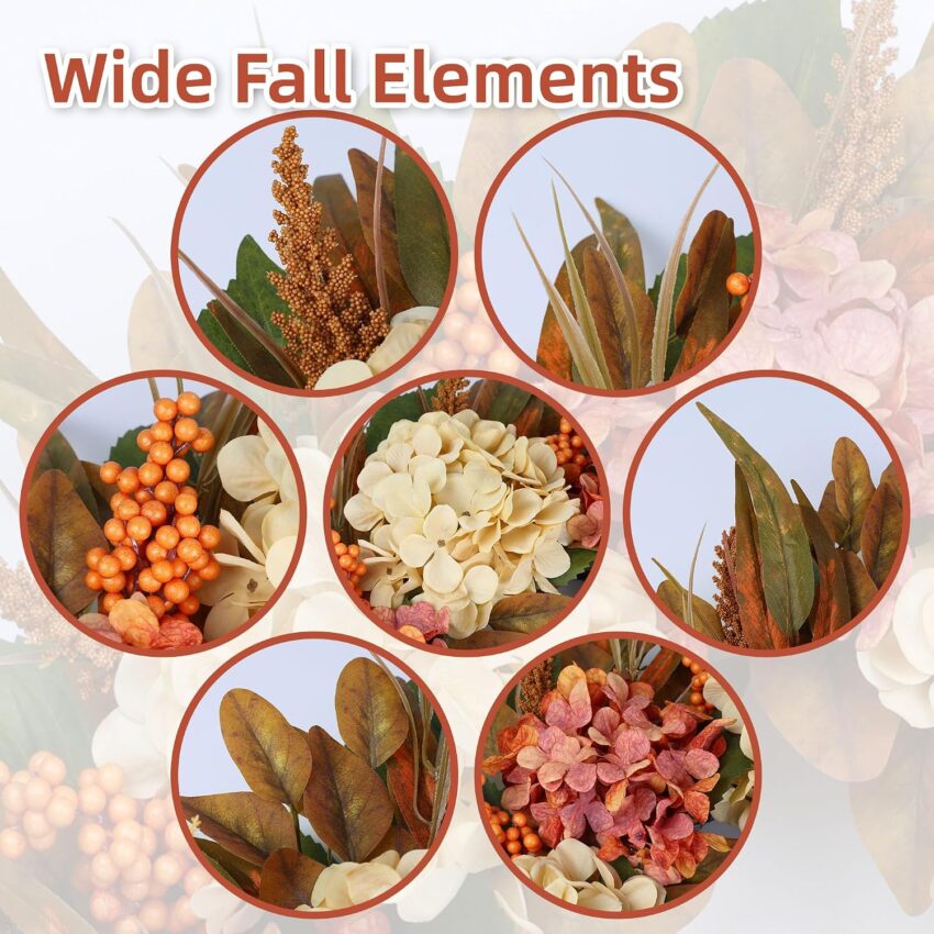 Fall Hydrangea Berry Eucalyptus Autumn Front Door Wreath Decor