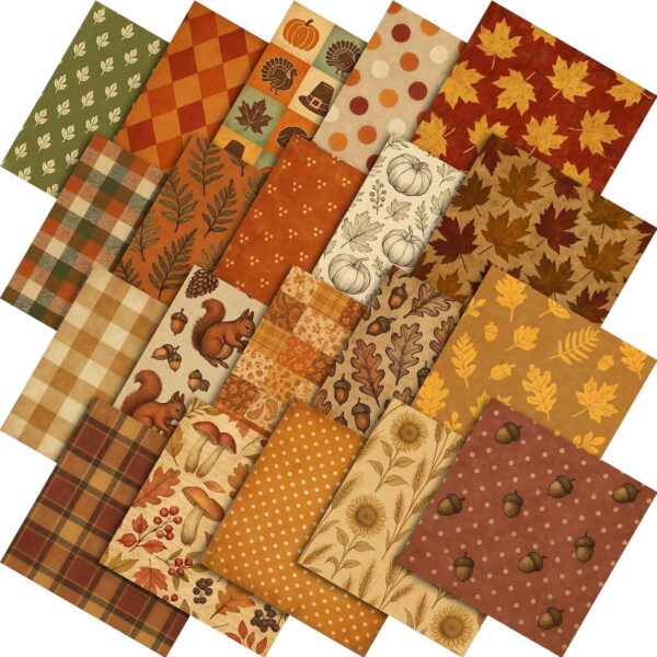 Autumn Cotton Quilting Fabric Squares 60 Pack