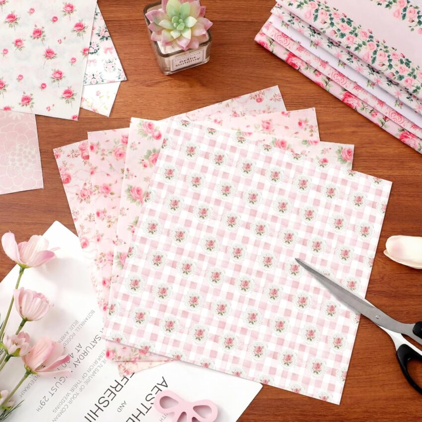 Pink Floral Patchwork Outdoor Fabric Squares Bundle