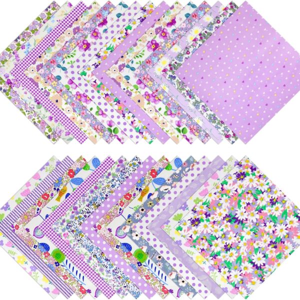 Cotton Quilting Fabric Squares 30 Pack Purple