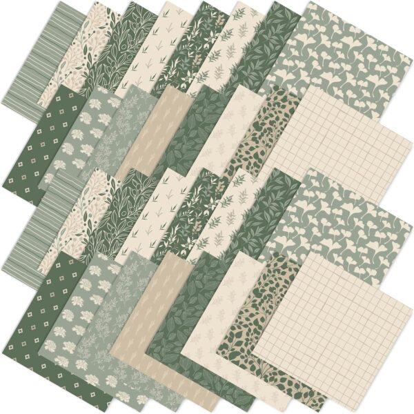 Sage Green Floral Cotton Fabric Squares 32