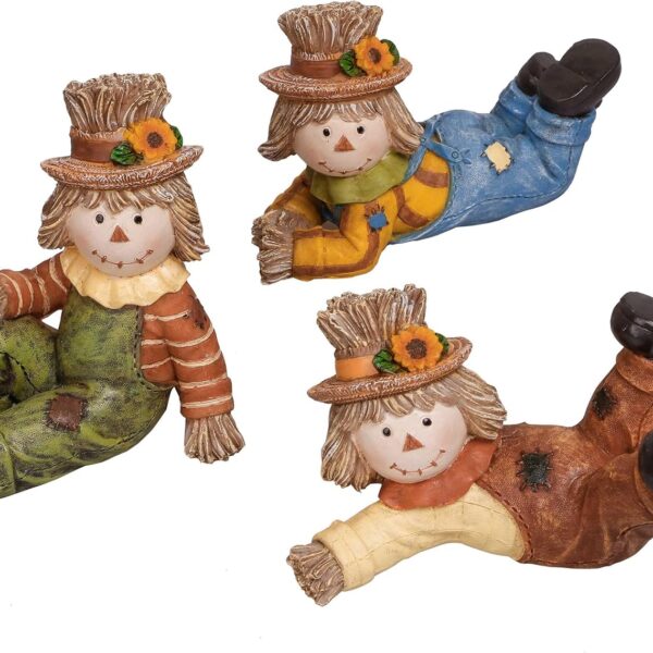 Fall Scarecrow Pumpkin Resin Autumn Harvest Tabletop Decor Set