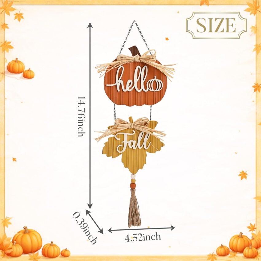 Fall Pumpkin Maple Leaf Rustic Wooden Autumn Wall Wreath