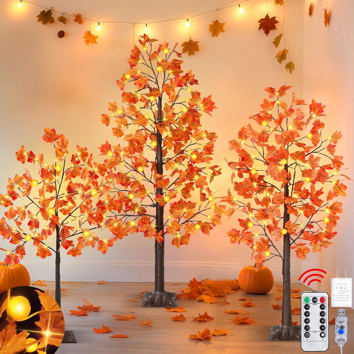 Fall Lighted Maple Tree LED Autumn Indoor Outdoor Decor
