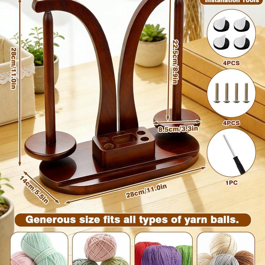 Double Magnetic Wooden Yarn Holder for Knitting