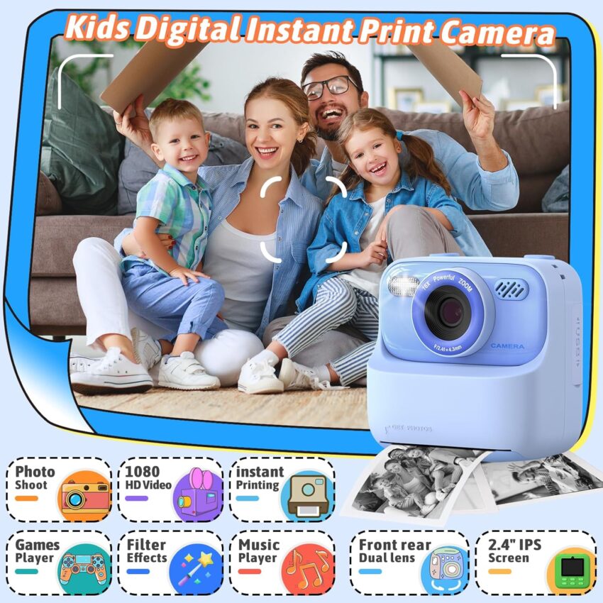 Kids Instant Print Camera Dual Lens Craft Kit