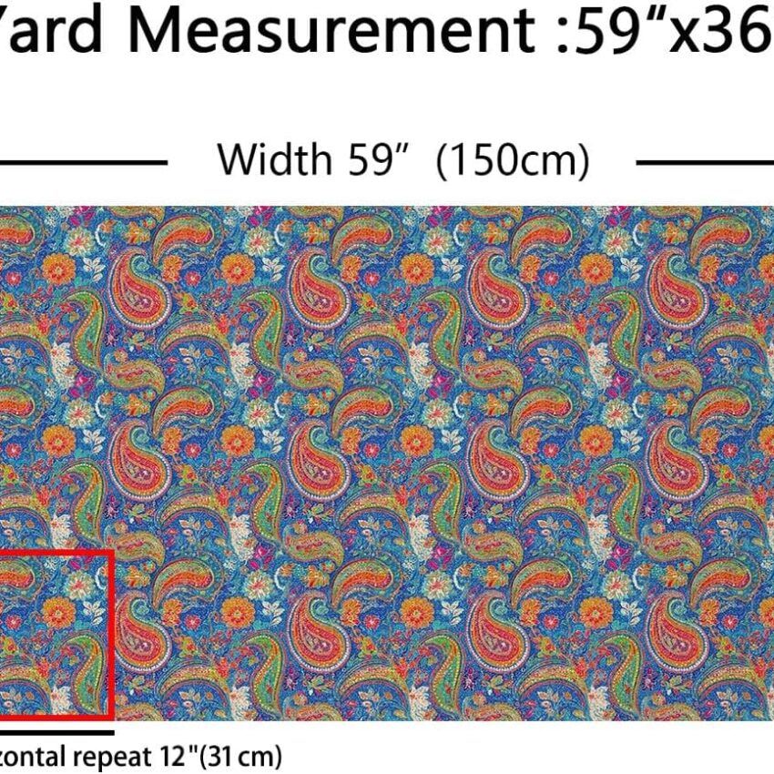 Colorful Boho Paisley Outdoor Fabric One Yard