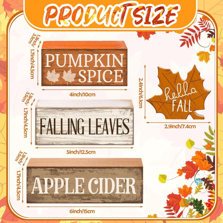 Fall Wooden Maple Leaf Rustic Tiered Tray Decor Set