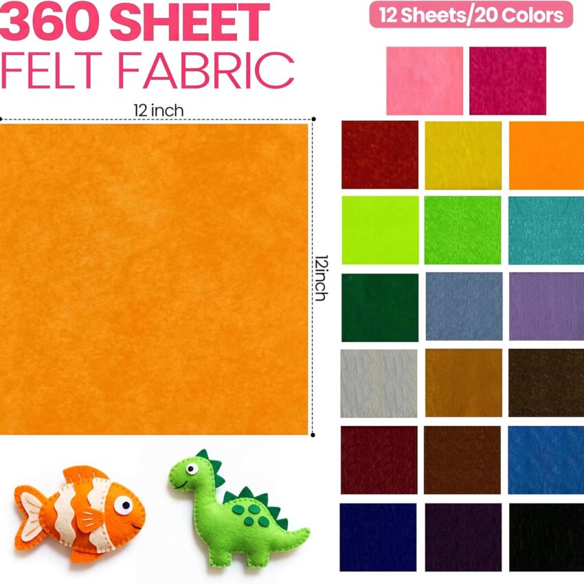 Assorted Color Felt Outdoor Fabric Craft Squares