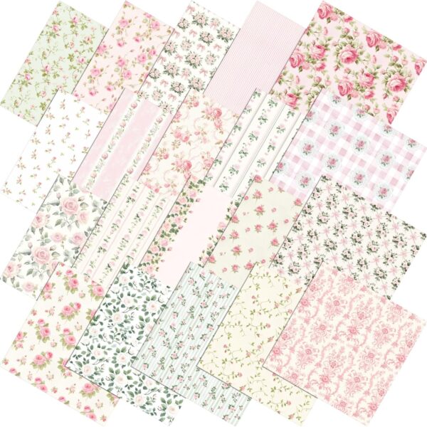 Pink Floral Patchwork Outdoor Fabric Squares Bundle