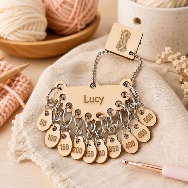 Personalized Wooden Number Stitch Markers for Knitting