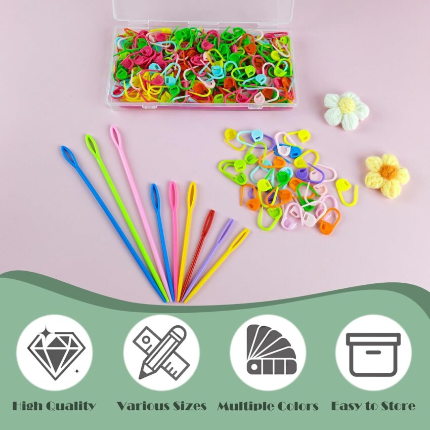 200 Stitch Markers with Needles Crochet Accessories