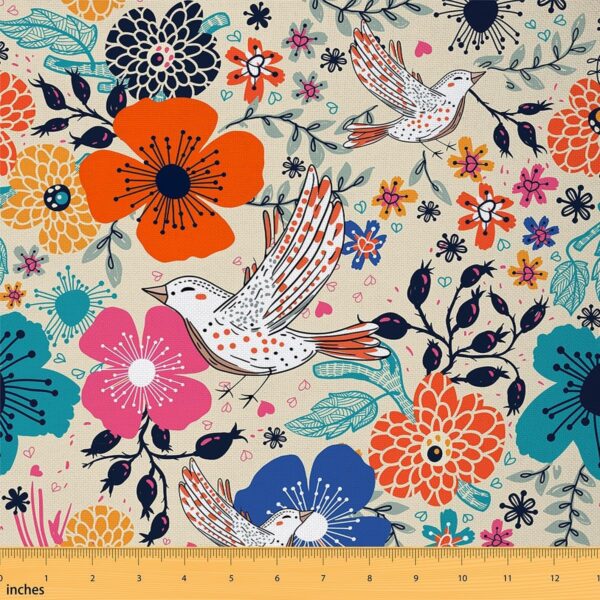 Colorful Floral Flannel Outdoor Fabric One Yard