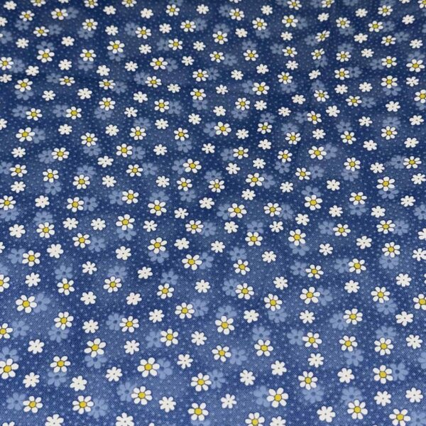 Denim Blue Floral Cotton Quilting Fabric One