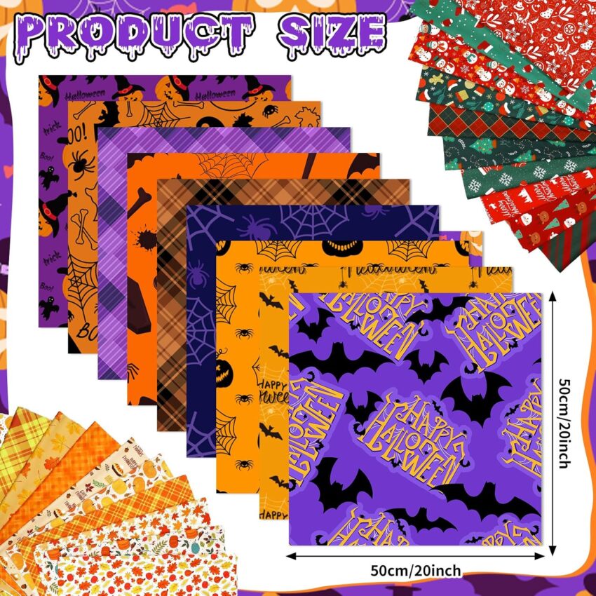 Holiday Cotton Quilting Fabric Squares 30 Pack