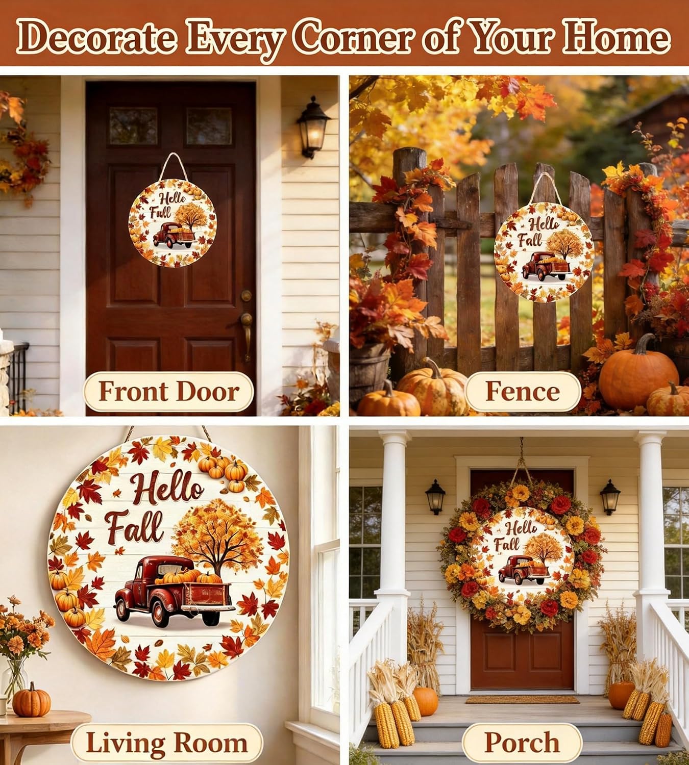 Fall Pumpkin Maple Leaf Wooden Autumn Welcome Door Sign - Image 5