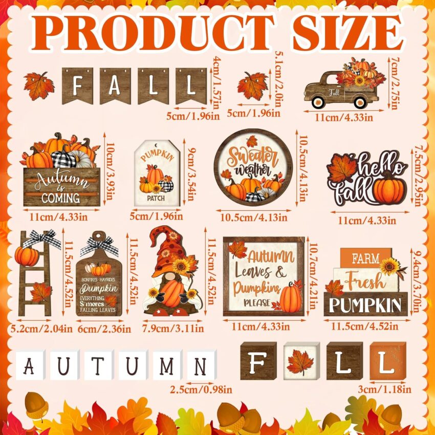 Fall Tiered Tray Rustic Pumpkin Gnome Autumn Decor Set