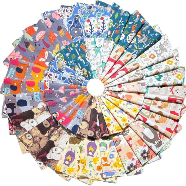 Animal Cotton Quilting Charm Squares 54 Pack