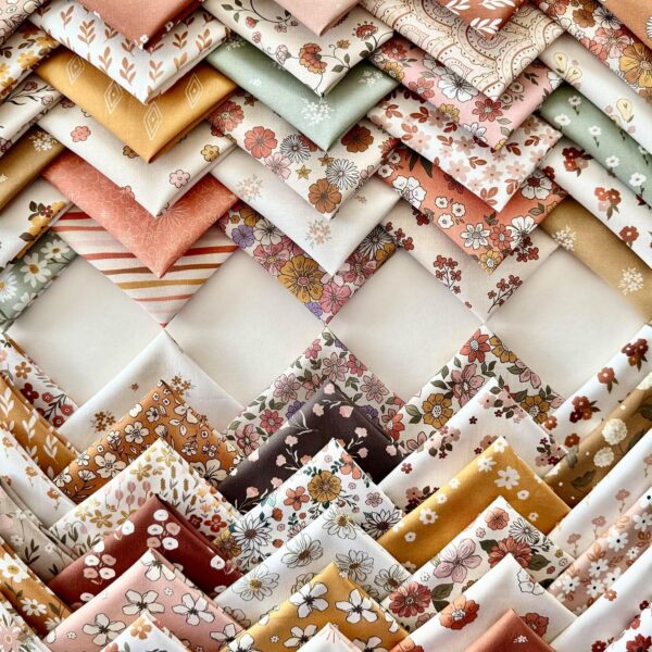 Vintage Floral Cotton Fabric Squares 60 Pack
