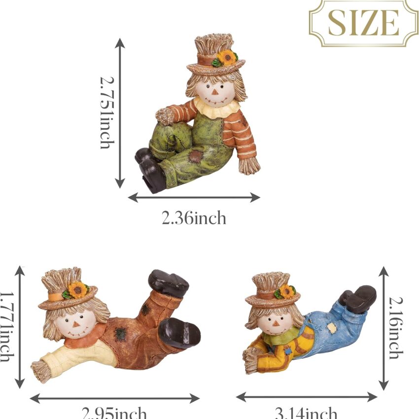 Fall Scarecrow Pumpkin Resin Autumn Harvest Tabletop Decor Set