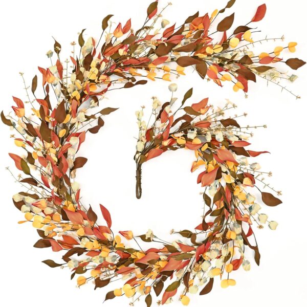 Fall Eucalyptus Leaf Garland Lighted Autumn Thanksgiving Home Decor