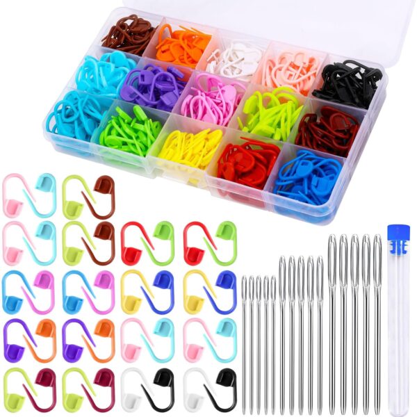 Plastic Locking Crochet Stitch Markers with Needles
