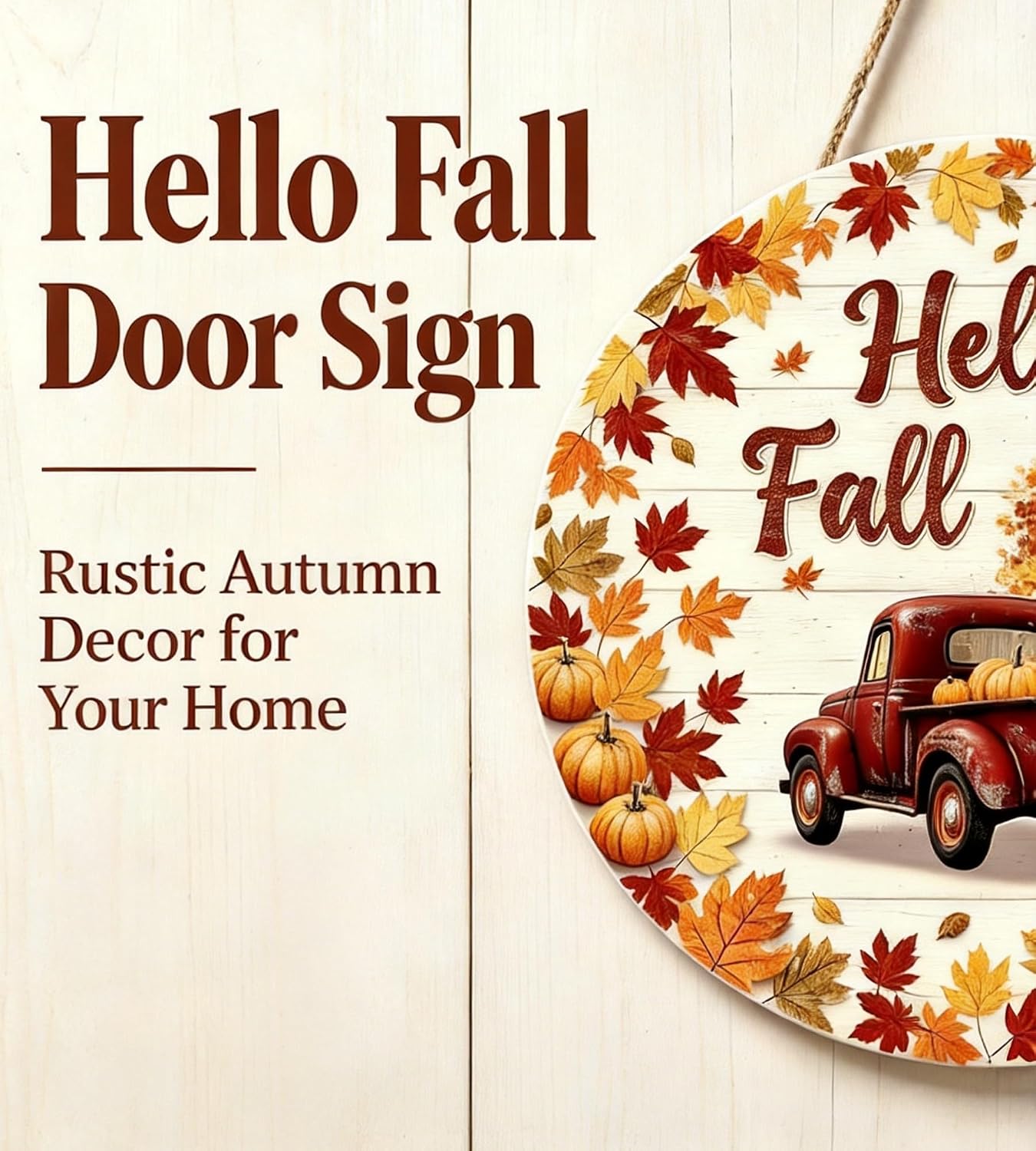 Fall Pumpkin Maple Leaf Wooden Autumn Welcome Door Sign - Image 3