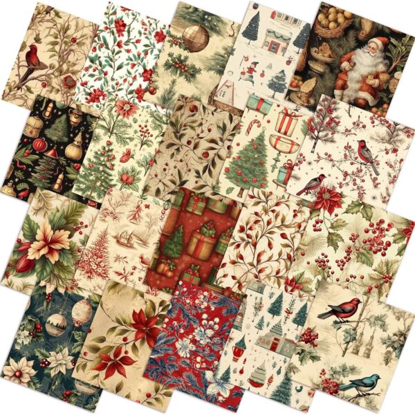 Christmas Cotton Quilting Fabric Squares 60 Pack