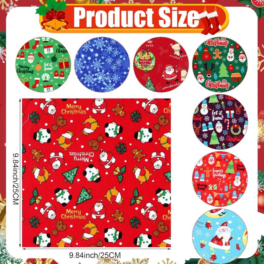 Christmas Quilting Fabric Squares 42 Pack Polyester