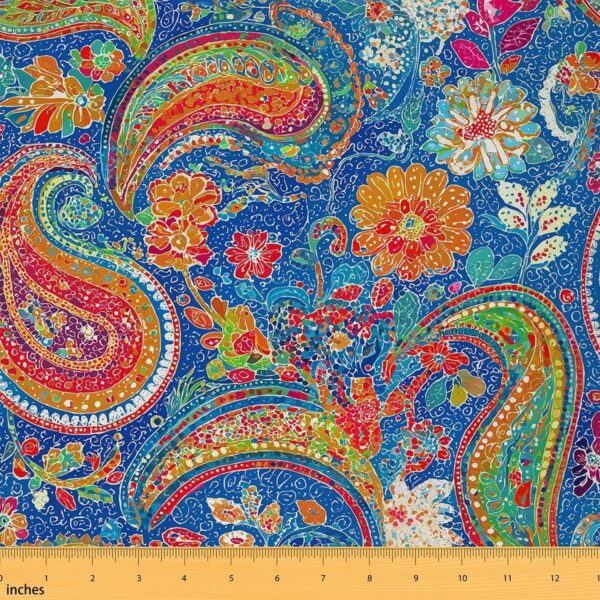Colorful Boho Paisley Outdoor Fabric One Yard