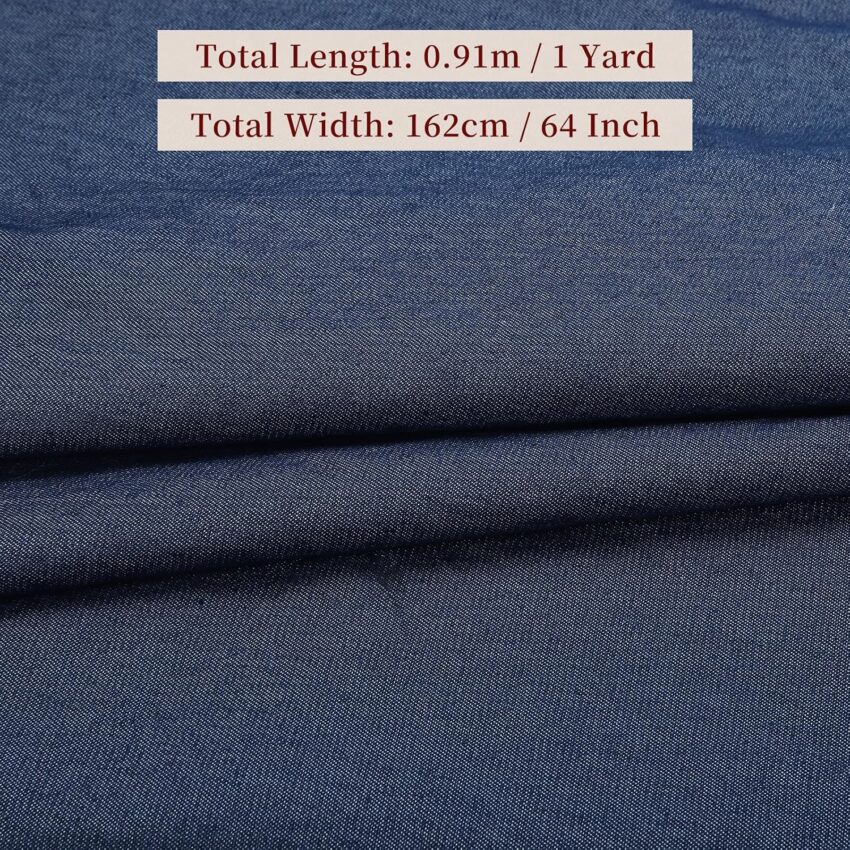 Bright Blue Denim Cotton Fabric One Yard