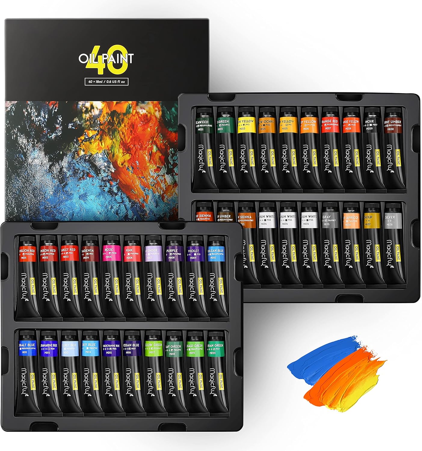 40 Color Oil Paint Set for Canvas Artists